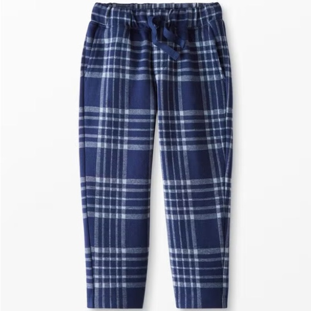 Hanna Andersson Plaid Knit Sweatpants (Blue) Size 6-7